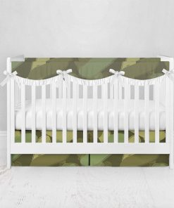 Bumperless Crib Set with Pleated Skirtand Scalloped Rail Covers - Skate Camo