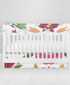 Bumperless Crib Set with Pleated Skirtand Scalloped Rail Covers - Traditional Folks