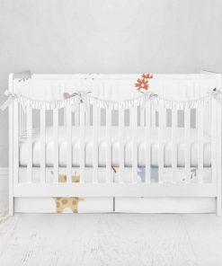Bumperless Crib Set with Pleated Skirtand Scalloped Rail Covers - Animal Dance
