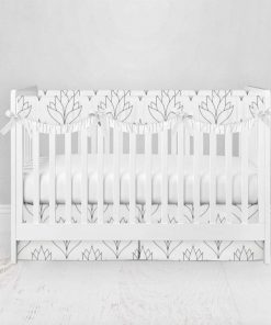 Bumperless Crib Set with Pleated Skirtand Scalloped Rail Covers - Criss Cross Bloom