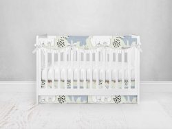 Bumperless Crib Set with Pleated Skirtand Scalloped Rail Covers - Bears