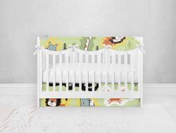 Bumperless Crib Set with Pleated Skirtand Scalloped Rail Covers - All Smiles