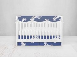 Bumperless Crib Set with Pleated Skirtand Scalloped Rail Covers - Trick Rider