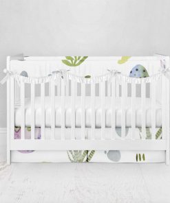 Bumperless Crib Set with Pleated Skirtand Scalloped Rail Covers - Dragon Baby