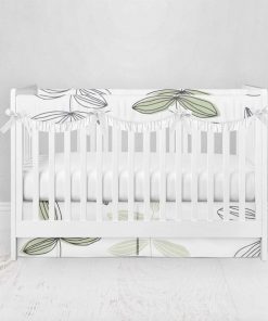 Bumperless Crib Set with Pleated Skirtand Scalloped Rail Covers - Growing Up Inked