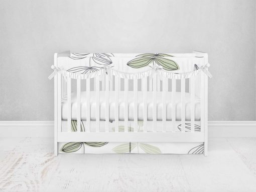 Bumperless Crib Set with Pleated Skirtand Scalloped Rail Covers - Growing Up Inked