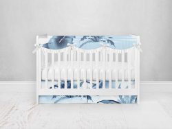 Bumperless Crib Set with Pleated Skirtand Scalloped Rail Covers - Island Dreams