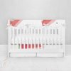 Bumperless Crib Set with Pleated Skirtand Scalloped Rail Covers - Watermelon Slices & Seeds