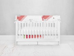 Bumperless Crib Set with Pleated Skirtand Scalloped Rail Covers - Watermelon Slices & Seeds