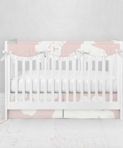 Bumperless Crib Set with Pleated Skirtand Scalloped Rail Covers - Cotton Bloom