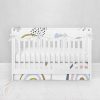 Bumperless Crib Set with Pleated Skirtand Scalloped Rail Covers - Big Rainbow