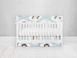 Bumperless Crib Set with Pleated Skirtand Scalloped Rail Covers - Bad Hair Day