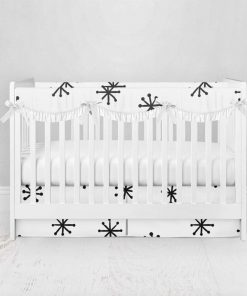 Bumperless Crib Set with Pleated Skirtand Scalloped Rail Covers - Starbright