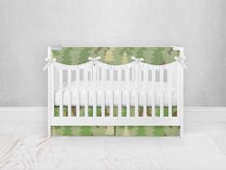 Bumperless Crib Set with Pleated Skirtand Scalloped Rail Covers - Bigfoot
