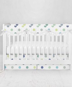 Bumperless Crib Set with Pleated Skirtand Scalloped Rail Covers - Dot2Dot