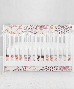 Bumperless Crib Set with Pleated Skirtand Scalloped Rail Covers - Deer Me