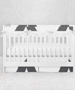 Bumperless Crib Set with Pleated Skirtand Scalloped Rail Covers - Tented