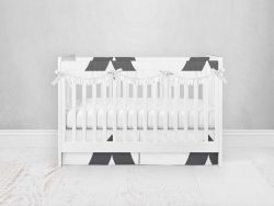 Bumperless Crib Set with Pleated Skirtand Scalloped Rail Covers - Tented