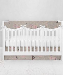 Bumperless Crib Set with Pleated Skirtand Scalloped Rail Covers - Tiny Tapestry