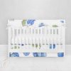 Bumperless Crib Set with Pleated Skirtand Scalloped Rail Covers - Berry Blue