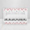 Bumperless Crib Set with Pleated Skirtand Scalloped Rail Covers - Zig then Zag