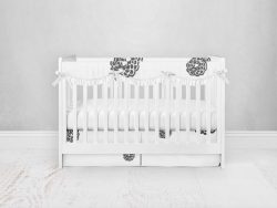 Bumperless Crib Set with Pleated Skirtand Scalloped Rail Covers - ZinniaZ