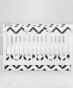 Bumperless Crib Set with Pleated Skirtand Scalloped Rail Covers - Ziggy Zag
