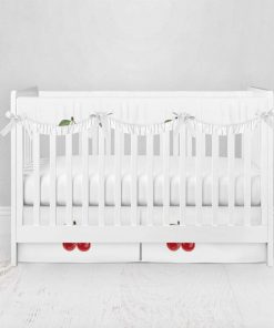 Bumperless Crib Set with Pleated Skirtand Scalloped Rail Covers - Cheery Cherrie