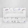 Bumperless Crib Set with Pleated Skirtand Scalloped Rail Covers - Wildflower Wind