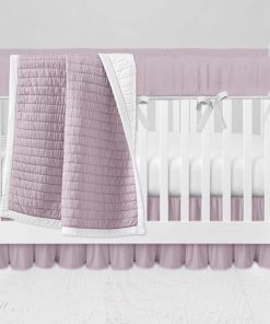 Bumperless Crib Set with Ruffle Skirt and Modern Rail Cover - Bright Pink