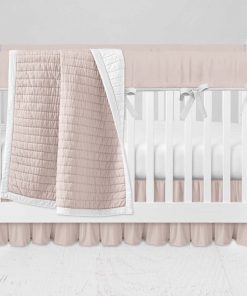 Bumperless Crib Set with Ruffle Skirt and Modern Rail Cover - Pink