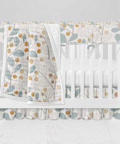 Bumperless Crib Set with Ruffle Skirt and Modern Rail Cover - Wall Flower