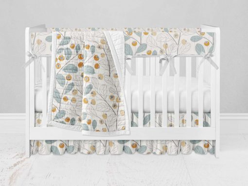 Bumperless Crib Set with Ruffle Skirt and Modern Rail Cover - Wall Flower