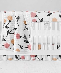 Bumperless Crib Set with Ruffle Skirt and Modern Rail Cover - Sweet Buds