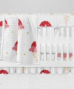 Bumperless Crib Set with Ruffle Skirt and Modern Rail Cover - Ice Cream Surprise