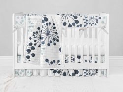 Bumperless Crib Set with Ruffle Skirt and Modern Rail Cover - Dandy Delight
