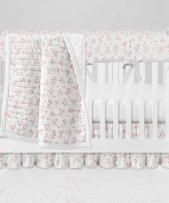 Bumperless Crib Set with Ruffle Skirt and Modern Rail Cover - Rain Water