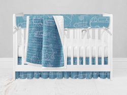 Bumperless Crib Set with Ruffle Skirt and Modern Rail Cover - Simple Life