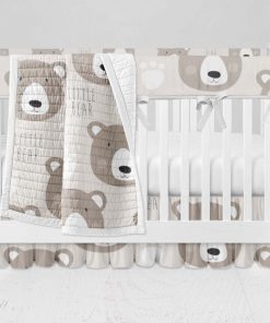 Bumperless Crib Set with Ruffle Skirt and Modern Rail Cover - Little Bear