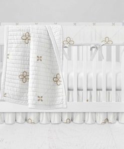 Bumperless Crib Set with Ruffle Skirt and Modern Rail Cover - Dainty Dots