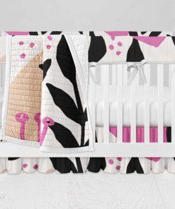 Bumperless Crib Set with Ruffle Skirt and Modern Rail Cover - Mod Tulip