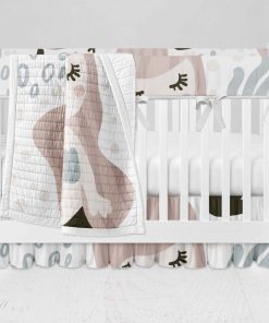 Bumperless Crib Set with Ruffle Skirt and Modern Rail Cover - Mermaid Tails