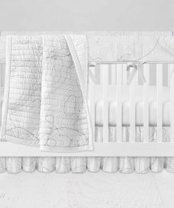 Bumperless Crib Set with Ruffle Skirt and Modern Rail Cover - Hiking