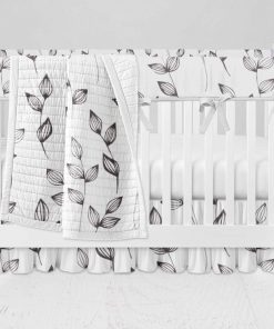 Bumperless Crib Set with Ruffle Skirt and Modern Rail Cover - Simple Vine