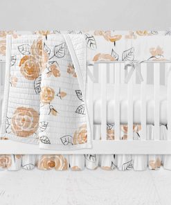 Bumperless Crib Set with Ruffle Skirt and Modern Rail Cover - Sofie Rose