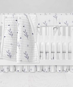 Bumperless Crib Set with Ruffle Skirt and Modern Rail Cover - Lavender