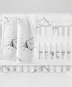 Bumperless Crib Set with Ruffle Skirt and Modern Rail Cover - Pitch-a-Tent