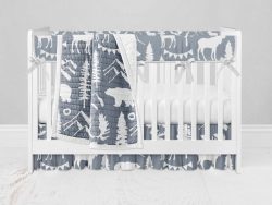 Bumperless Crib Set with Ruffle Skirt and Modern Rail Cover - Wild & Free
