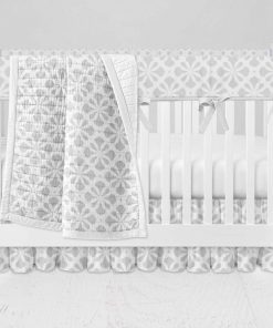 Bumperless Crib Set with Ruffle Skirt and Modern Rail Cover - Mod Luxe