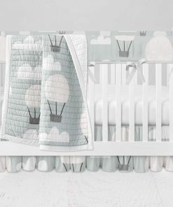 Bumperless Crib Set with Ruffle Skirt and Modern Rail Cover - Drift & Dream